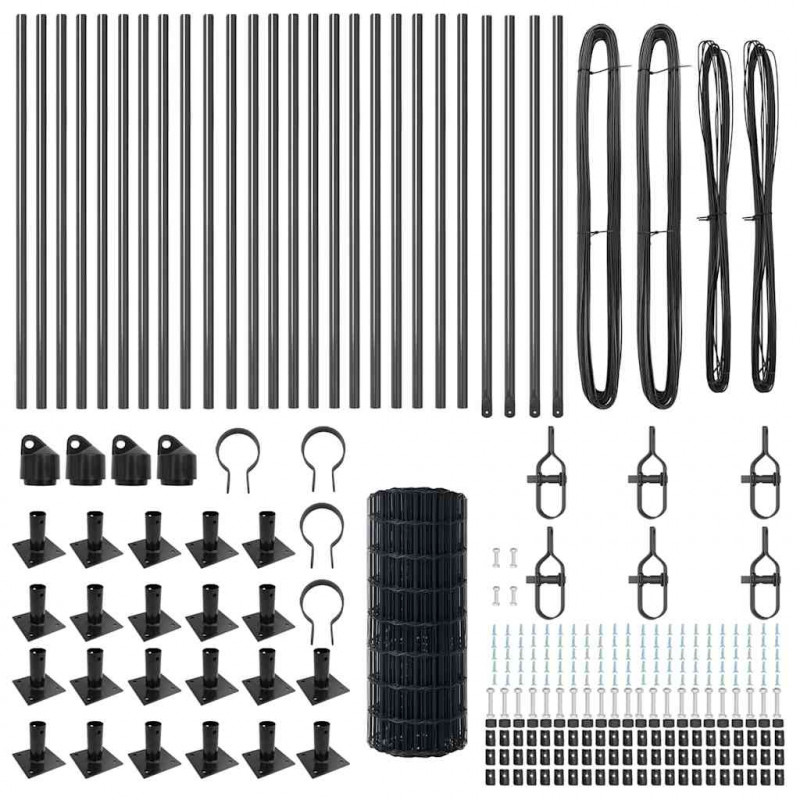 Ogrodzenie z słupkiem Szary 0,4 x 50 m Stal i PVC