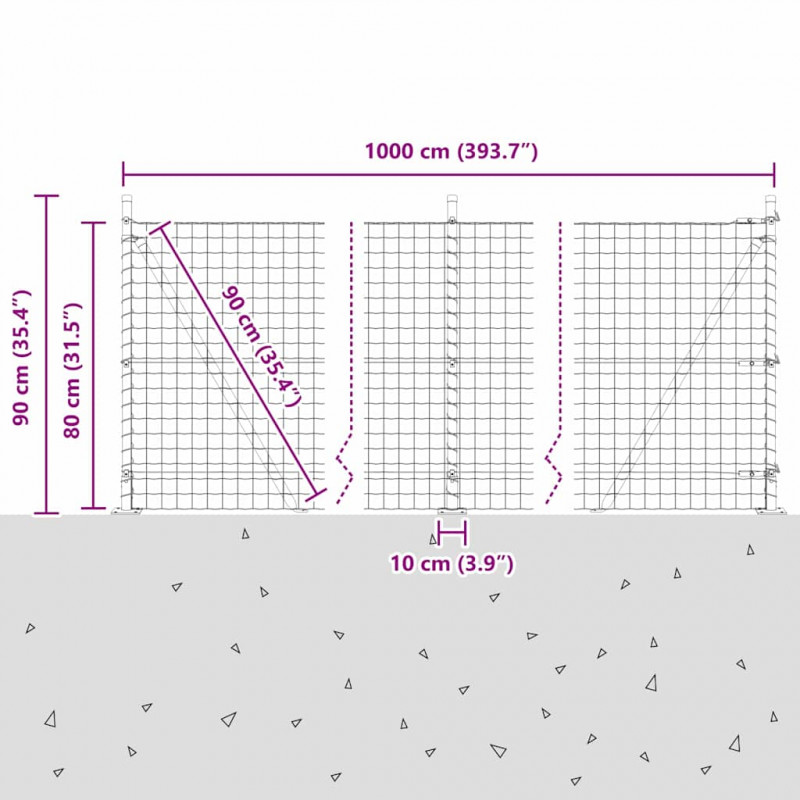 Ogrodzenie z słupkiem Srebrny 0,8 x 10 m Stal