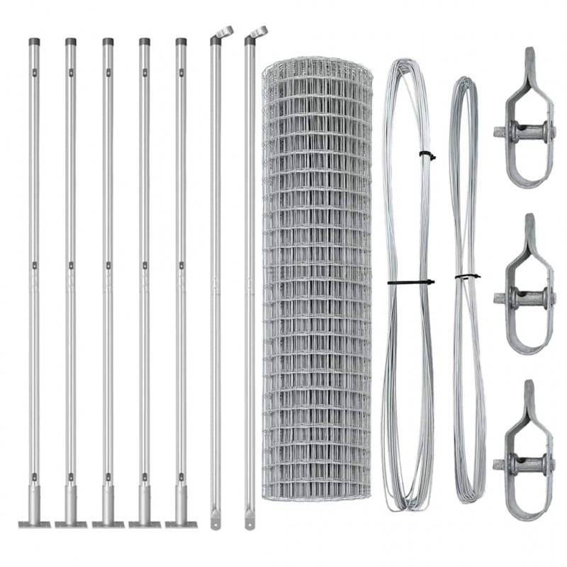 Ogrodzenie z słupkiem Srebrny 1 x 10 m Stal