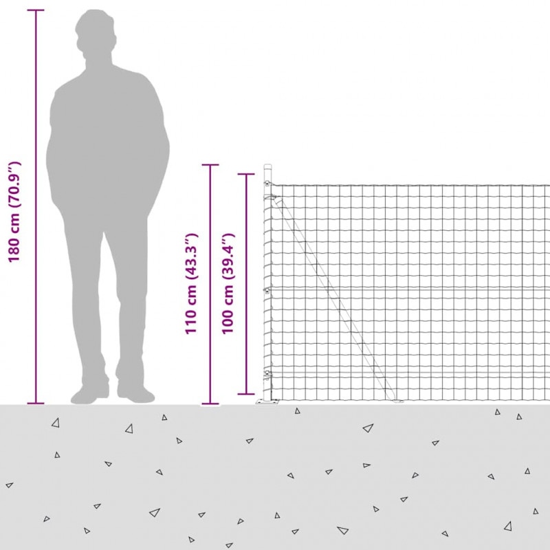 Ogrodzenie z słupkiem Srebrny 1 x 10 m Stal