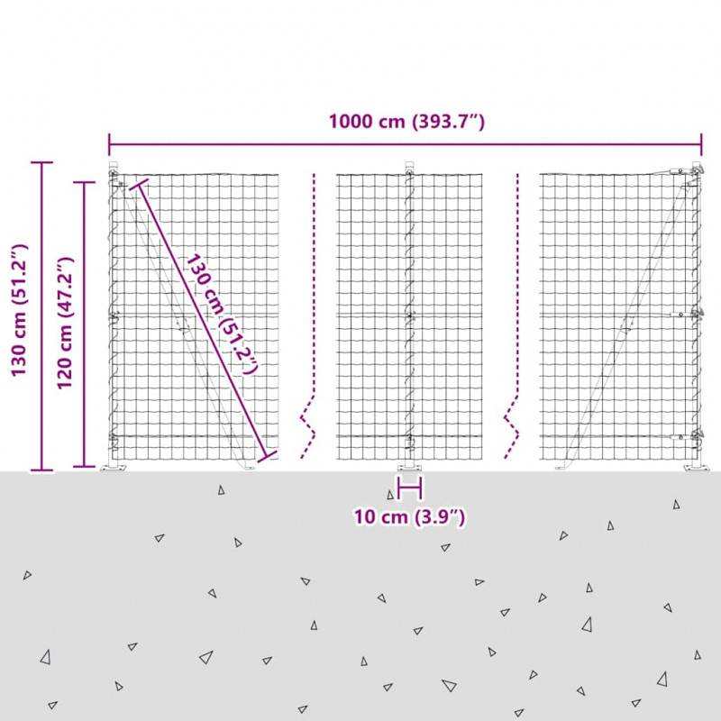 Ogrodzenie z słupkiem Srebrny 1,2 x 10 m Stal
