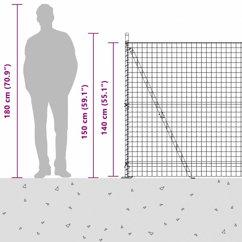Ogrodzenie z słupkiem Srebrny 1,4 x 10 m Stal
