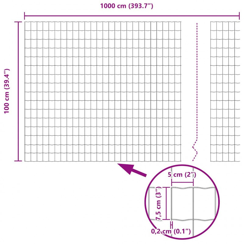 Ogrodzenie z słupkiem Srebrny 1 x 10 m Stal