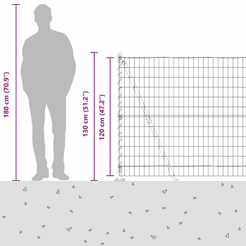 Ogrodzenie z słupkiem Srebrny 1,2 x 10 m Stal