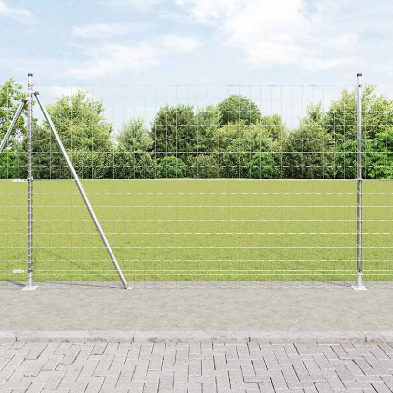 Ogrodzenie z słupkiem Srebrny 1,5 x 10 m Stal