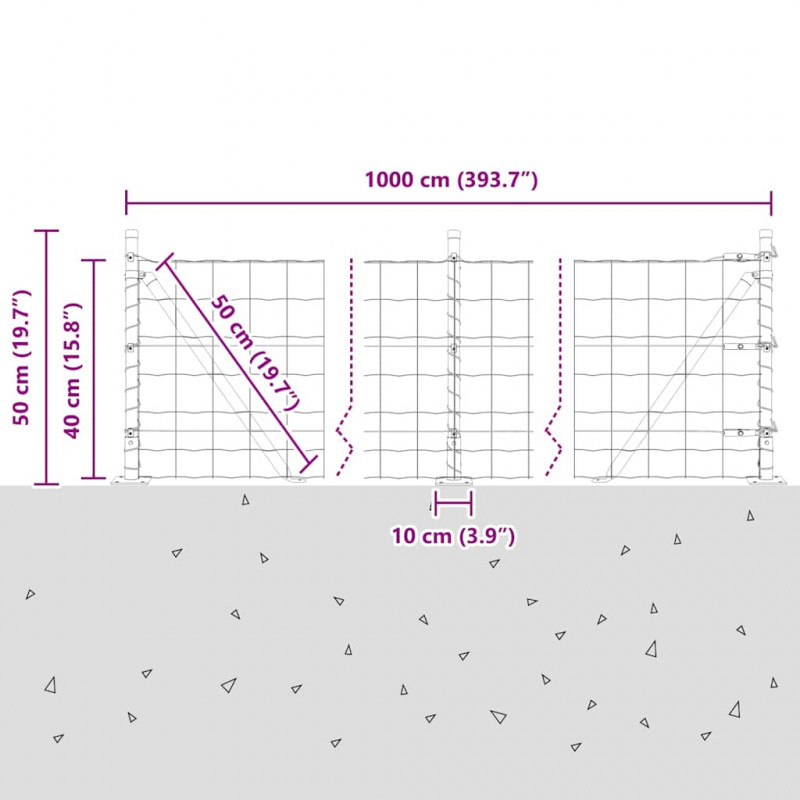Ogrodzenie z słupkiem Srebrny 0,4 x 10 m Stal