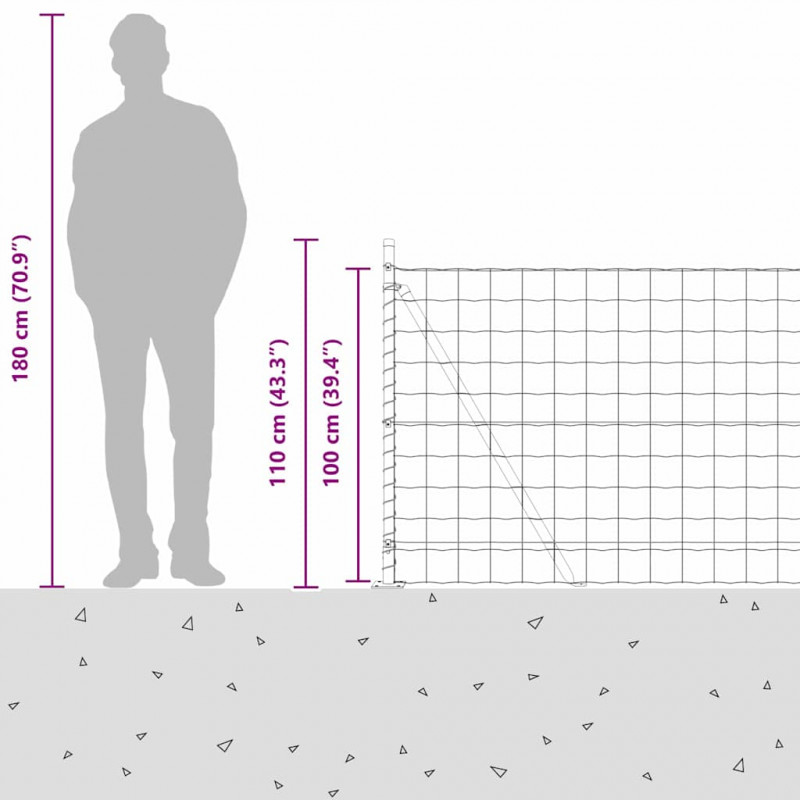 Ogrodzenie z słupkiem Srebrny 1 x 10 m Stal