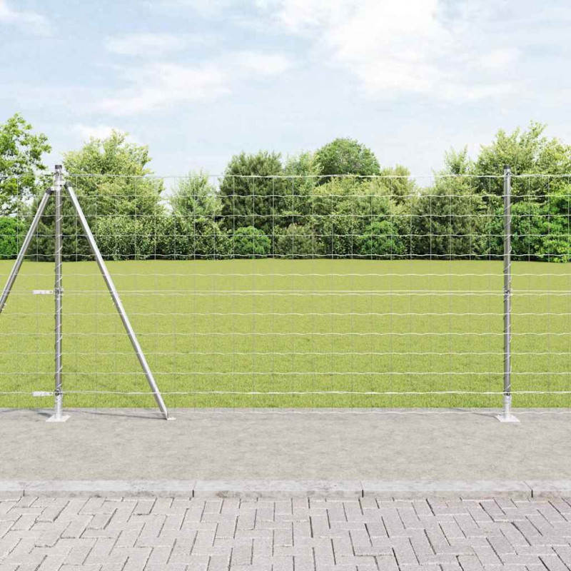 Ogrodzenie z słupkiem Srebrny 1,2 x 10 m Stal