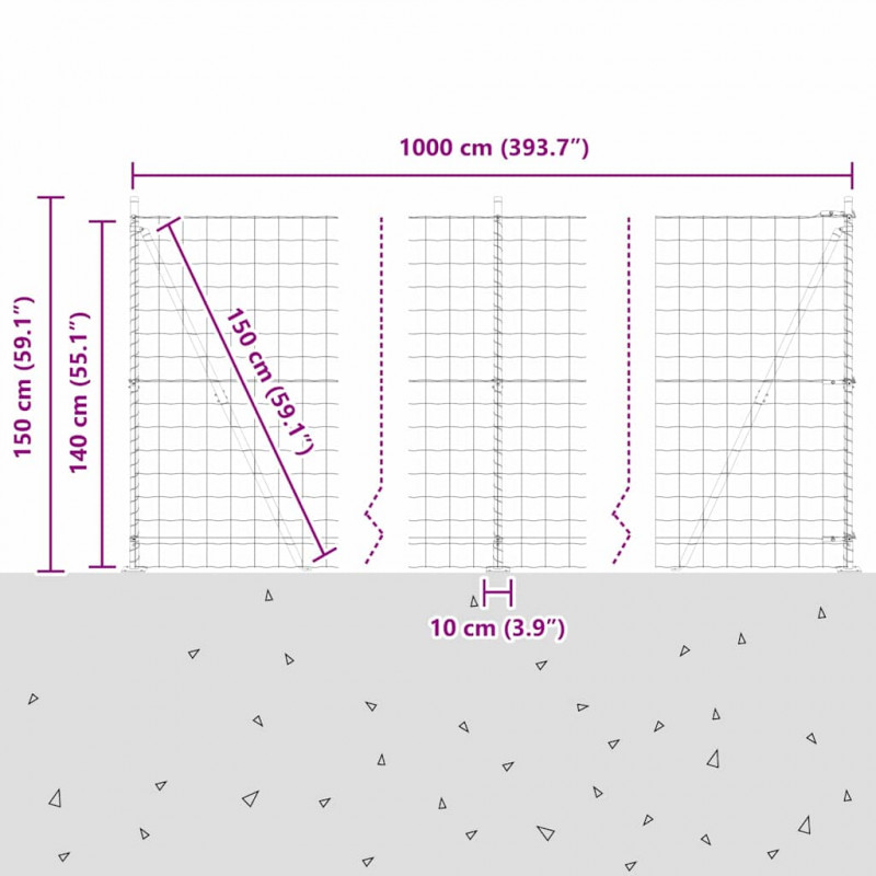 Ogrodzenie z słupkiem Srebrny 1,4 x 10 m Stal