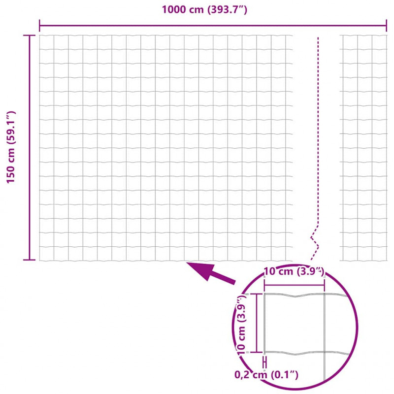 Ogrodzenie z słupkiem Srebrny 1,5 x 10 m Stal