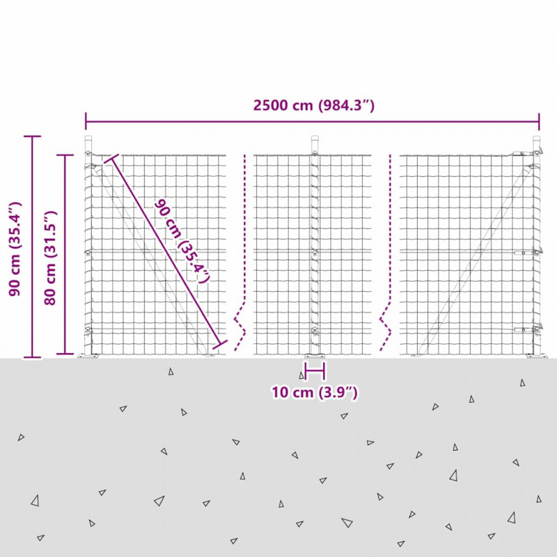 Ogrodzenie z słupkiem Srebrny 0,8 x 25 m Stal