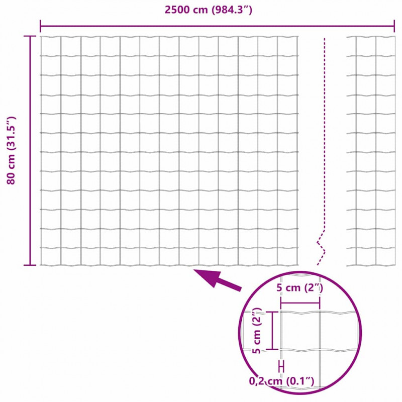 Ogrodzenie z słupkiem Srebrny 0,8 x 25 m Stal