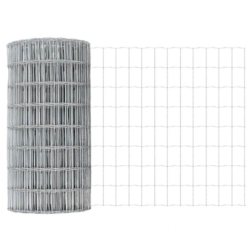 Ogrodzenie z słupkiem Srebrny 0,4 x 25 m Stal