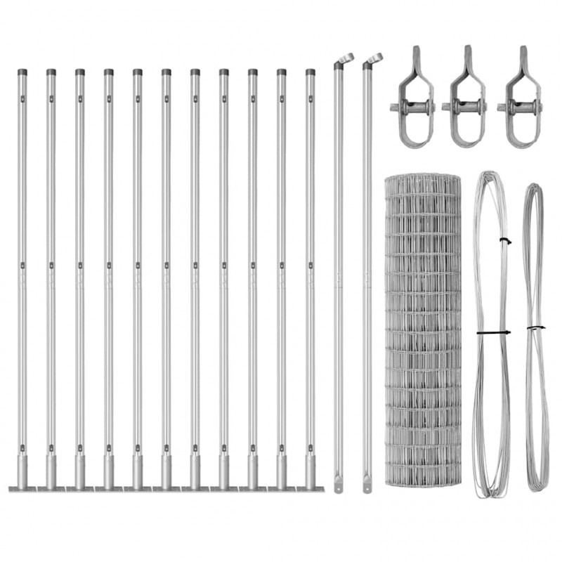 Ogrodzenie z słupkiem Srebrny 1 x 25 m Stal