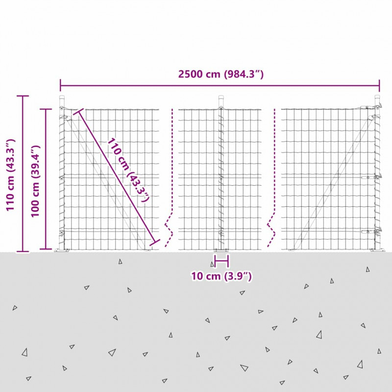 Ogrodzenie z słupkiem Srebrny 1 x 25 m Stal