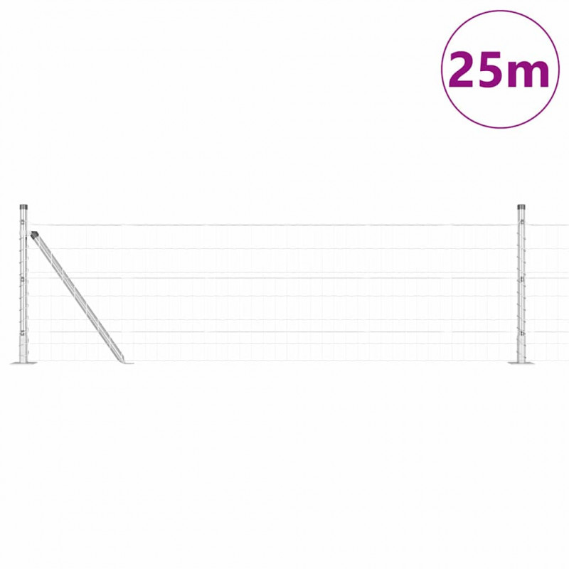 Ogrodzenie z słupkiem Srebrny 0,6 x 25 m Stal