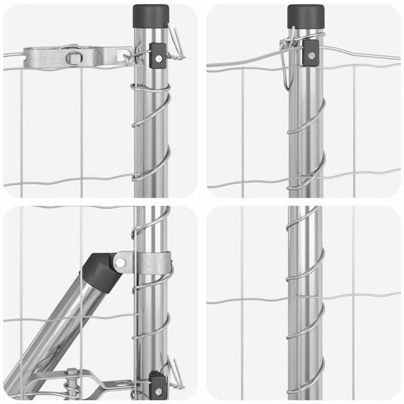 Ogrodzenie z słupkiem Srebrny 0,6 x 25 m Stal