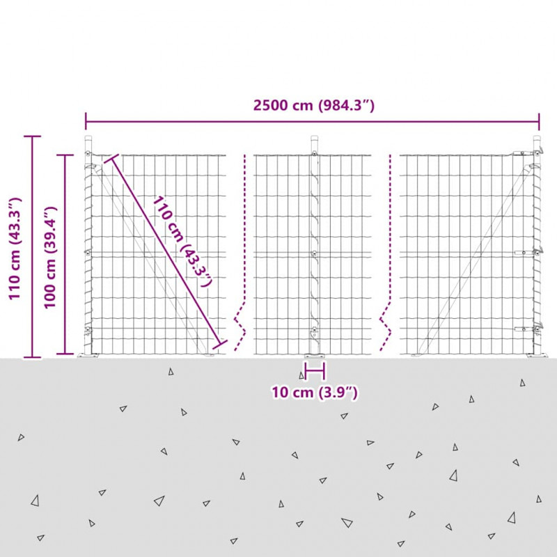 Ogrodzenie z słupkiem Srebrny 1 x 25 m Stal