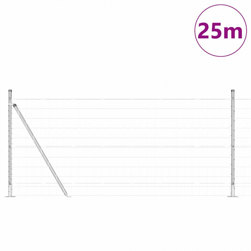 Ogrodzenie z słupkiem Srebrny 0,8 x 25 m Stal