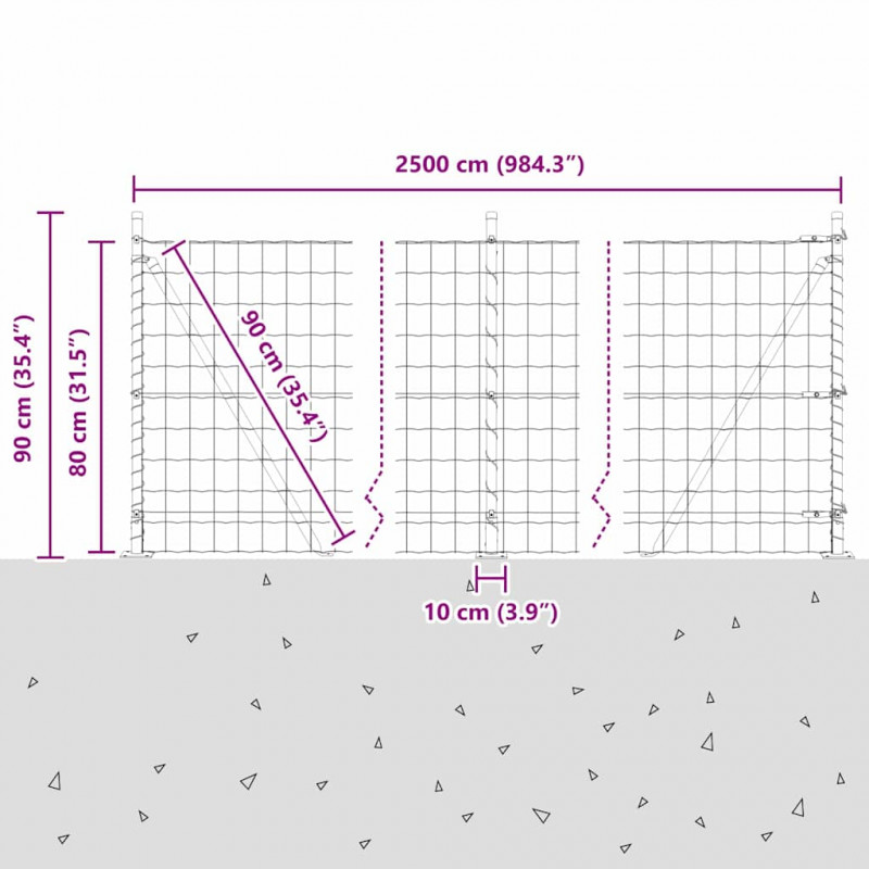 Ogrodzenie z słupkiem Srebrny 0,8 x 25 m Stal