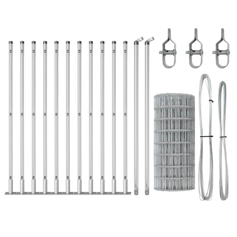 Ogrodzenie z słupkiem Srebrny 0,4 x 25 m Stal