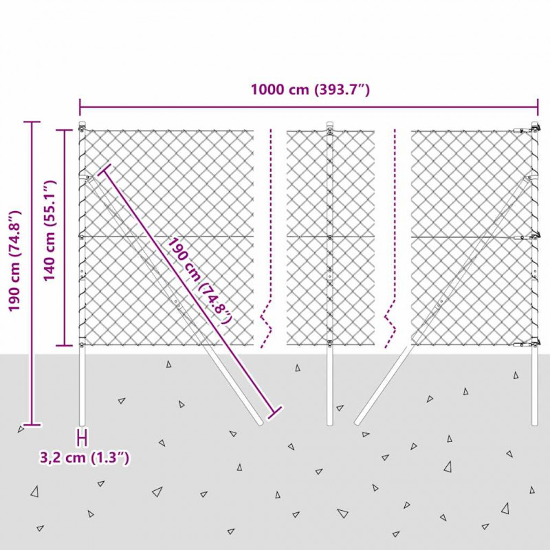 Słupek ogrodzeniowy. Zielony 10 x 1,4 m (siatka 60 x 60 mm)