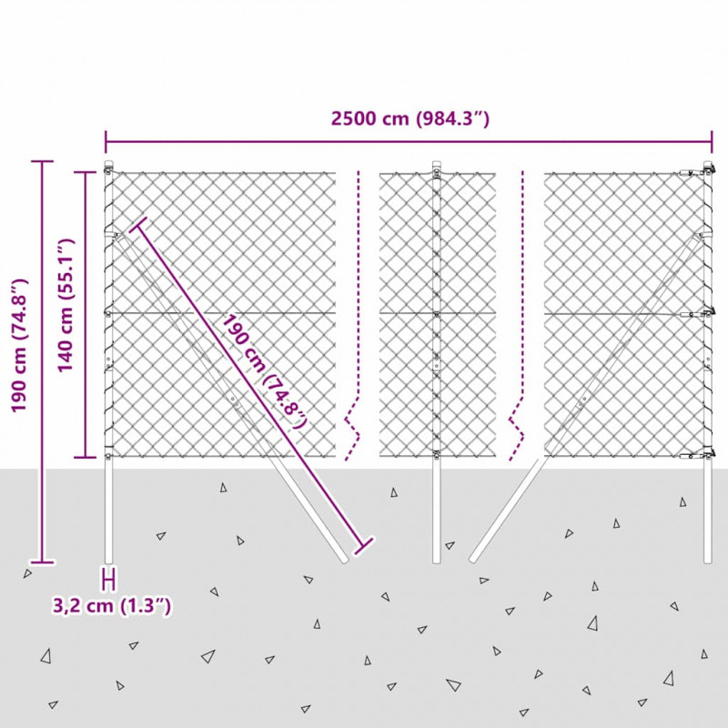 Słupek ogrodzeniowy. Zielony 25 x 1,4 m (siatka 60 x 60 mm)