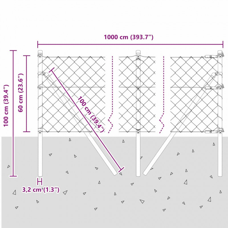 Słupek ogrodzeniowy. Szary 10 x 0,6 m (siatka 60 x 60 mm)