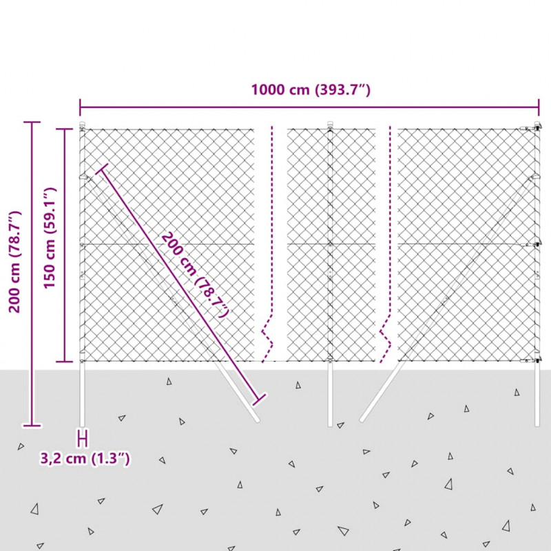 Słupek ogrodzeniowy. Szary 10 x 1,5 m (siatka 60 x 60 mm)