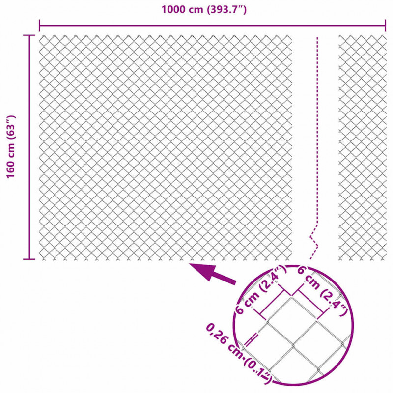 Słupek ogrodzeniowy. Szary 10 x 1,6 m (siatka 60 x 60 mm)