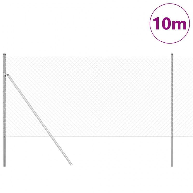 Słupek ogrodzeniowy. Srebrny 10 x 1 m (siatka 40 x 40 mm) Stal