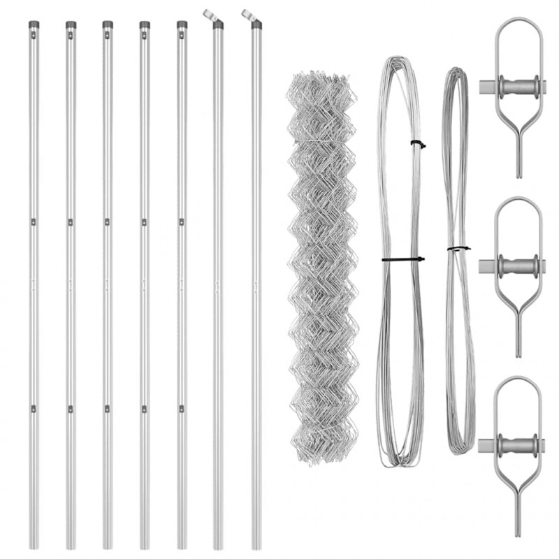 Słupek ogrodzeniowy. Srebrny 10 x 1 m (siatka 40 x 40 mm) Stal