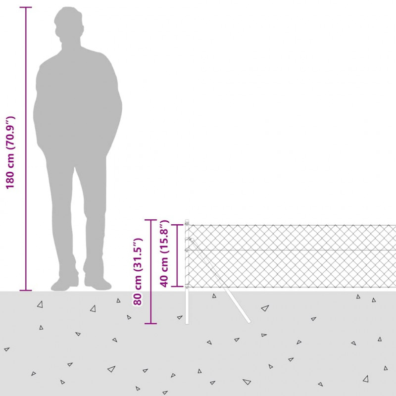 Słupek ogrodzeniowy. Srebrny 10 x 0,4 m (siatka 60 x 60 mm)