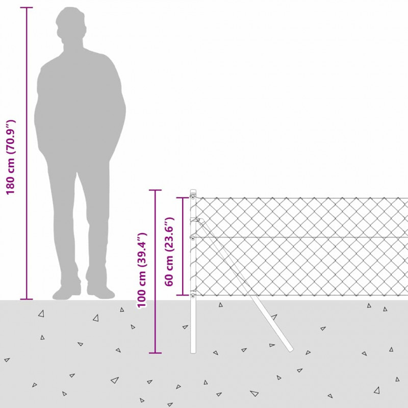 Słupek ogrodzeniowy. Srebrny 10 x 0,6 m (siatka 60 x 60 mm)
