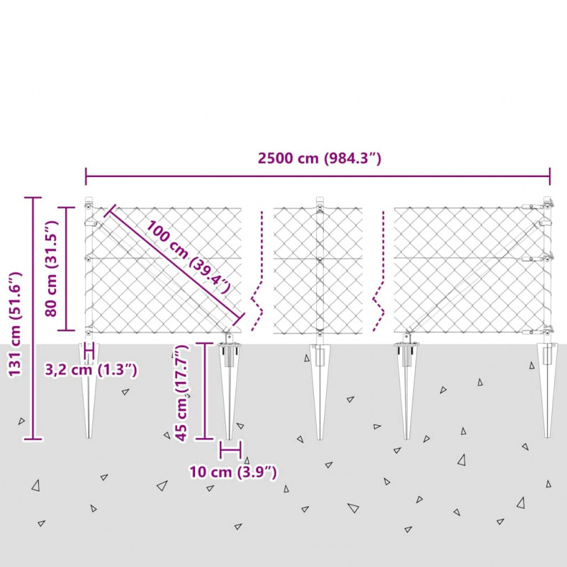 Słupek ogrodzeniowy. Zielony 0,8 x 25 m (siatka 60 x 60 mm)