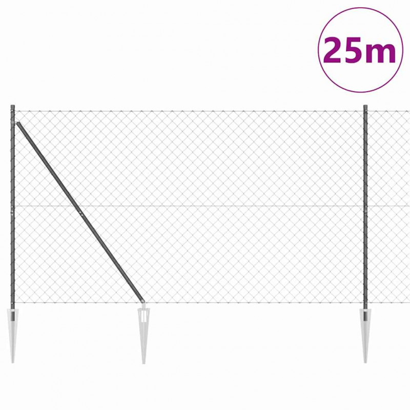 Słupek ogrodzeniowy. Szary 25 x 1,5 m (siatka 60 x 60 mm) Stal