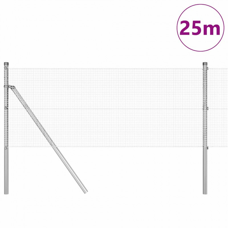 Słupek ogrodzeniowy. Srebrny 25 x 0,8 m (12 x 12 mm siatka)