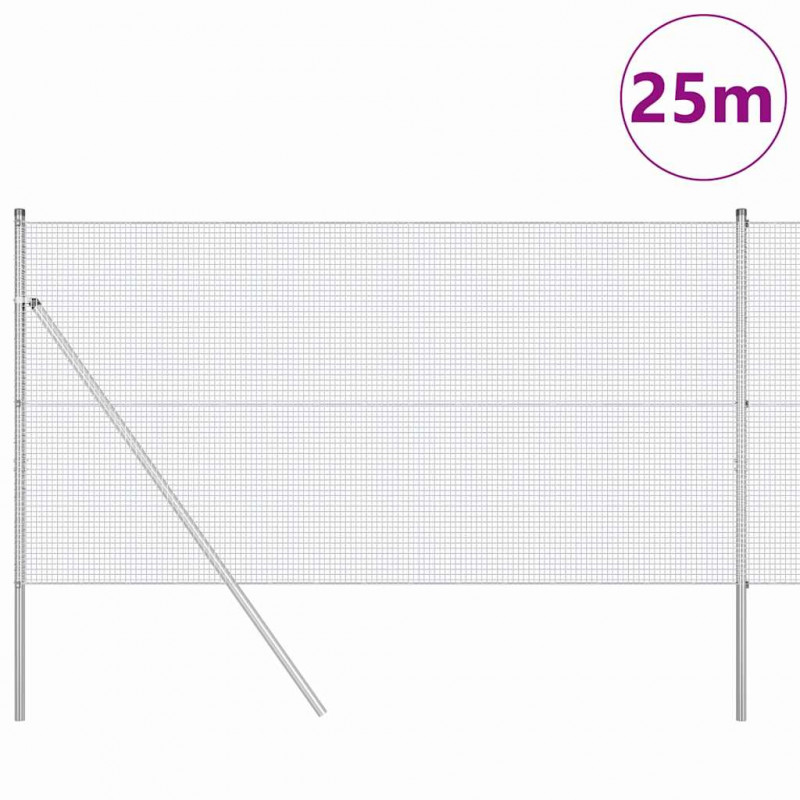 Słupek ogrodzeniowy. Srebrny 25 x 1 m (siatka 16 x 16 mm) Stal