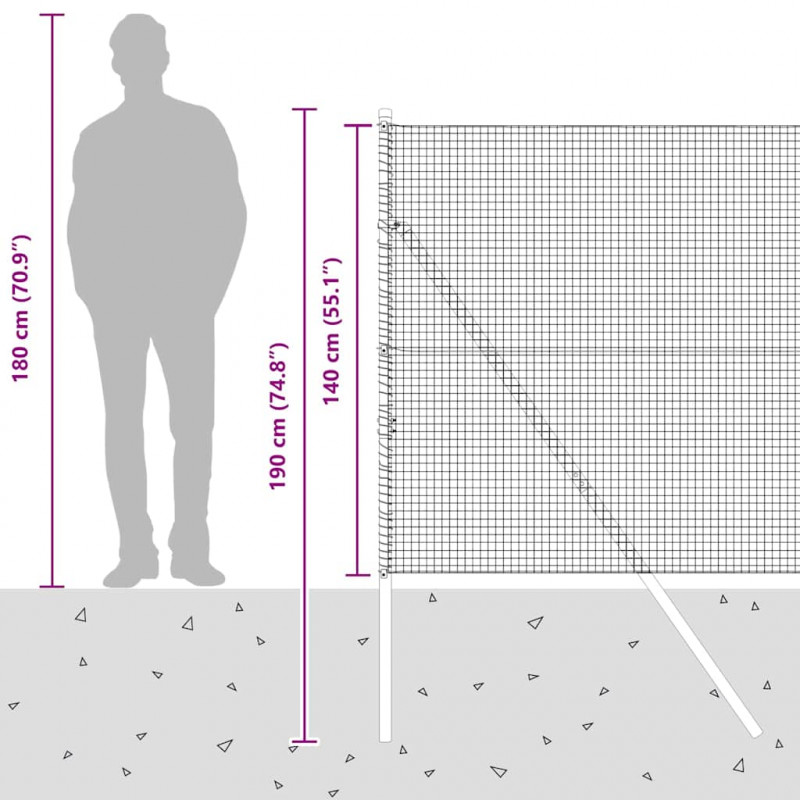 Słupek ogrodzeniowy. Srebrny 25 x 1,4 m (siatka 19 x 19 mm)