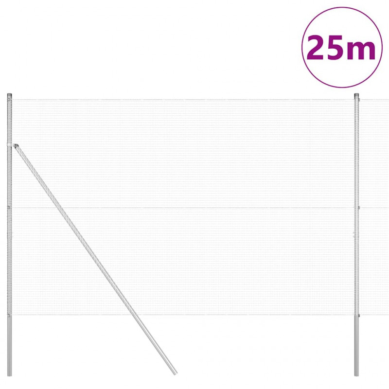 Słupek ogrodzeniowy. Srebrny 25 x 1,5 m (siatka 16 x 16 mm)