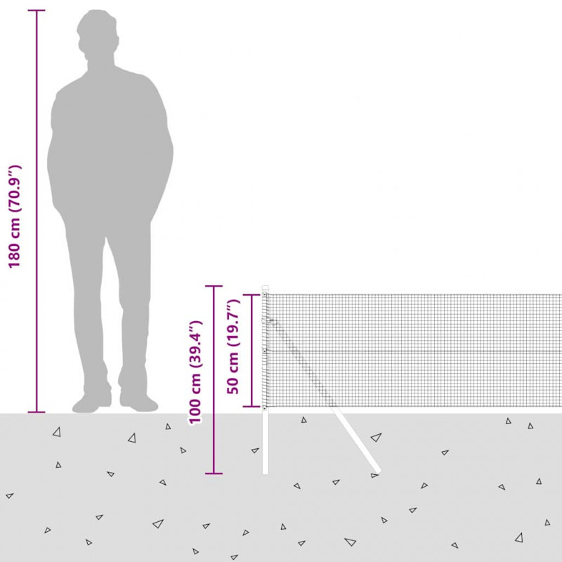 Słupek ogrodzeniowy. Srebrny 50 x 0,5 m (siatka 16 x 16 mm)