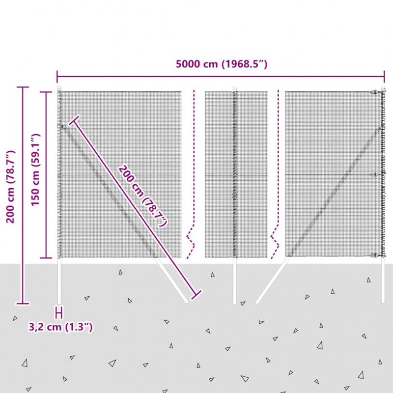 Słupek ogrodzeniowy. Srebrny 50 x 1,5 m (siatka 12 x 12 mm)