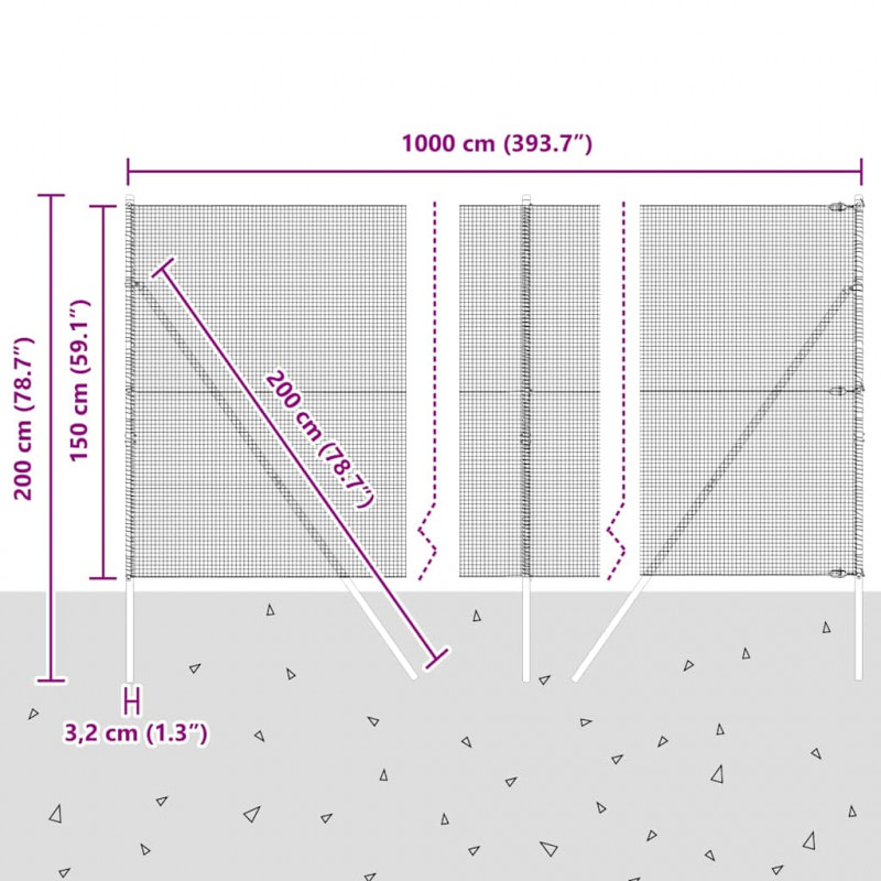 Słupek ogrodzeniowy. Zielony 10 x 1,5 m (siatka 16 x 16 mm)