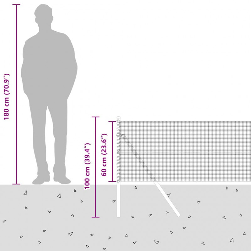 Słupek ogrodzeniowy. Zielony 25 x 0,6 m (siatka 12 x 12 mm)