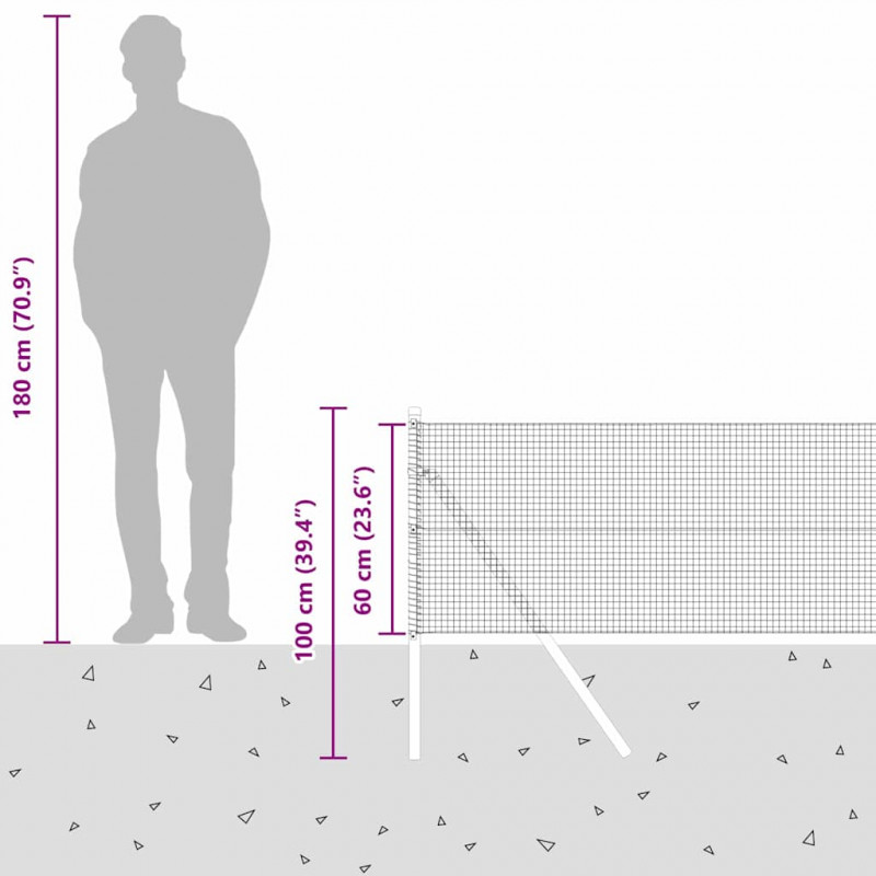 Słupek ogrodzeniowy. Zielony 25 x 0,6 m (16 x 16 mm siatka)