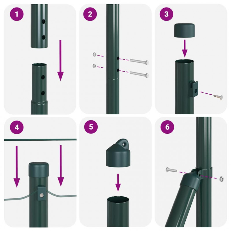 Słupek ogrodzeniowy. Zielony 25 x 1,4 m (siatka 19 x 19 mm)