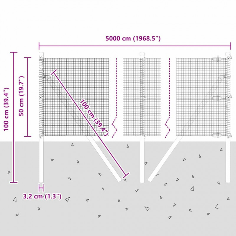 Słupek ogrodzeniowy. Zielony 50 x 0,5 m (siatka 12 x 12 mm)