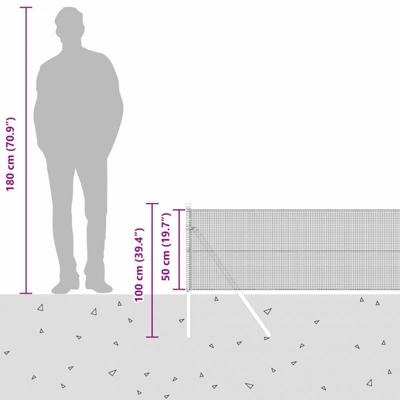 Słupek ogrodzeniowy. Szary 25 x 0,5 m (siatka 12 x 12 mm) Stal