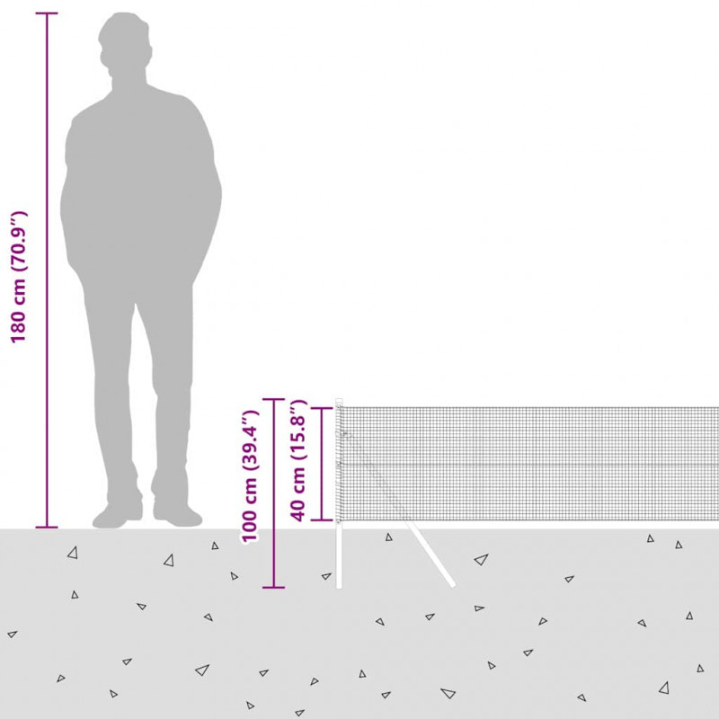 Słupek ogrodzeniowy. Szary 100 x 0,4 m (16 x 16 mm siatka)