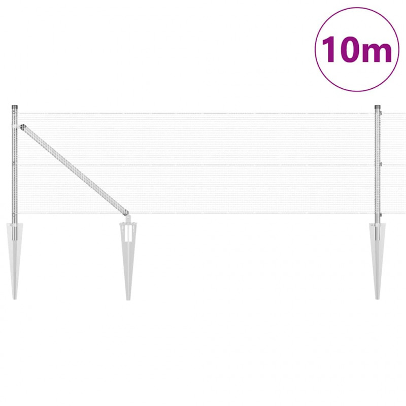Słupek ogrodzeniowy. Srebrny 10 x 0,4 m (siatka 12 x 12 mm)